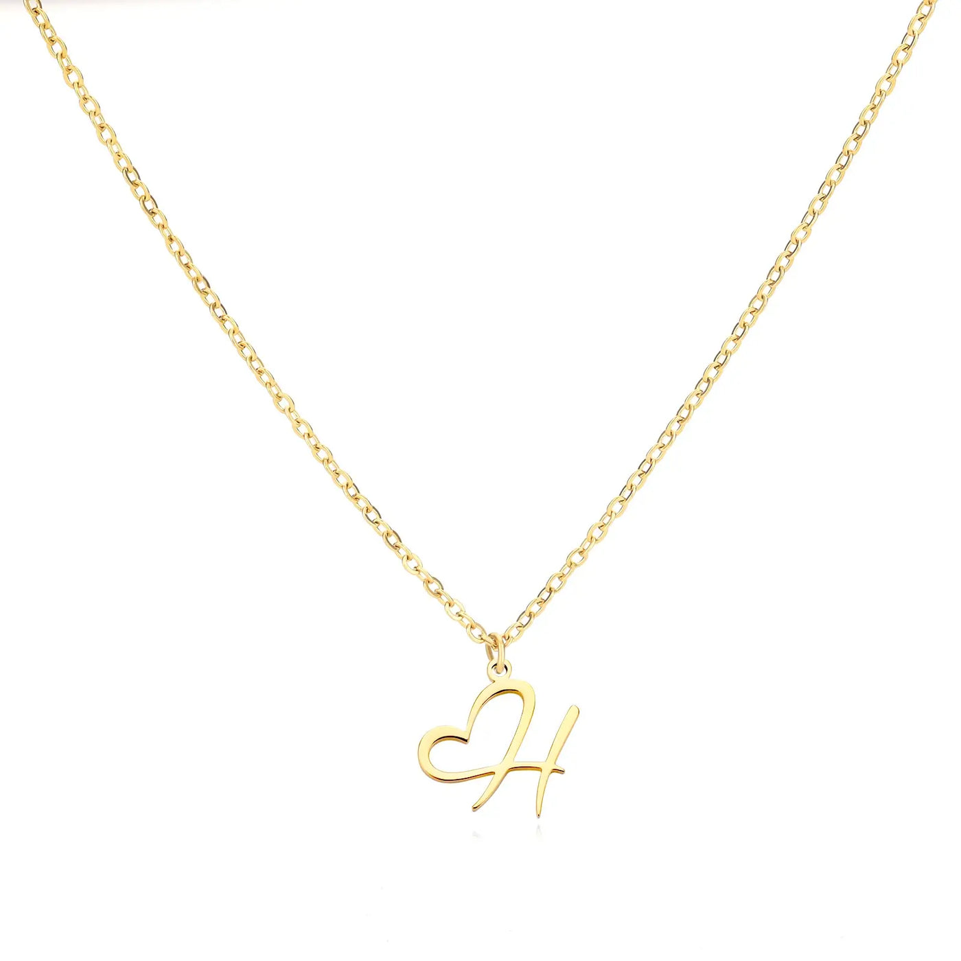 Collier Lettre En Cursive Cœur