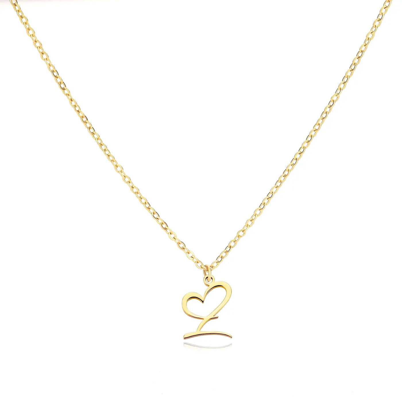 Collier Lettre En Cursive Cœur