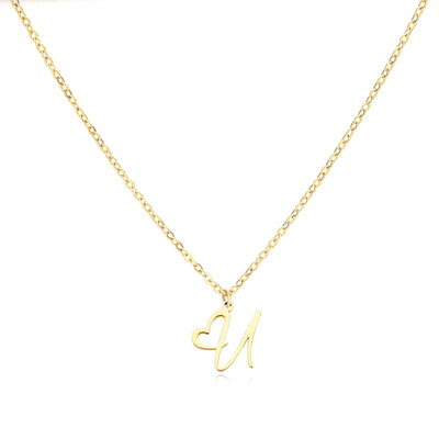 Cursive Letter Necklace Heart