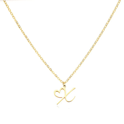 Collier Lettre En Cursive Cœur