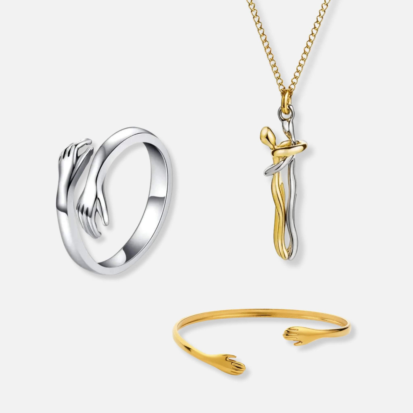 Anillo de Abrazo, Collar de Abrazos y Pulsera de Abrazo