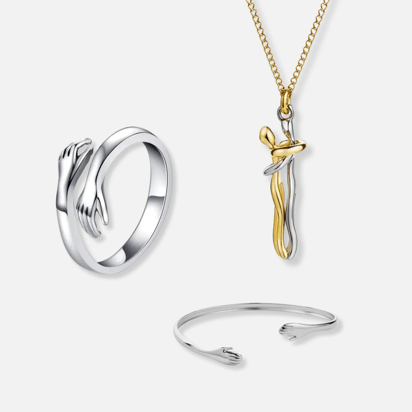 Anillo de Abrazo, Collar de Abrazos y Pulsera de Abrazo